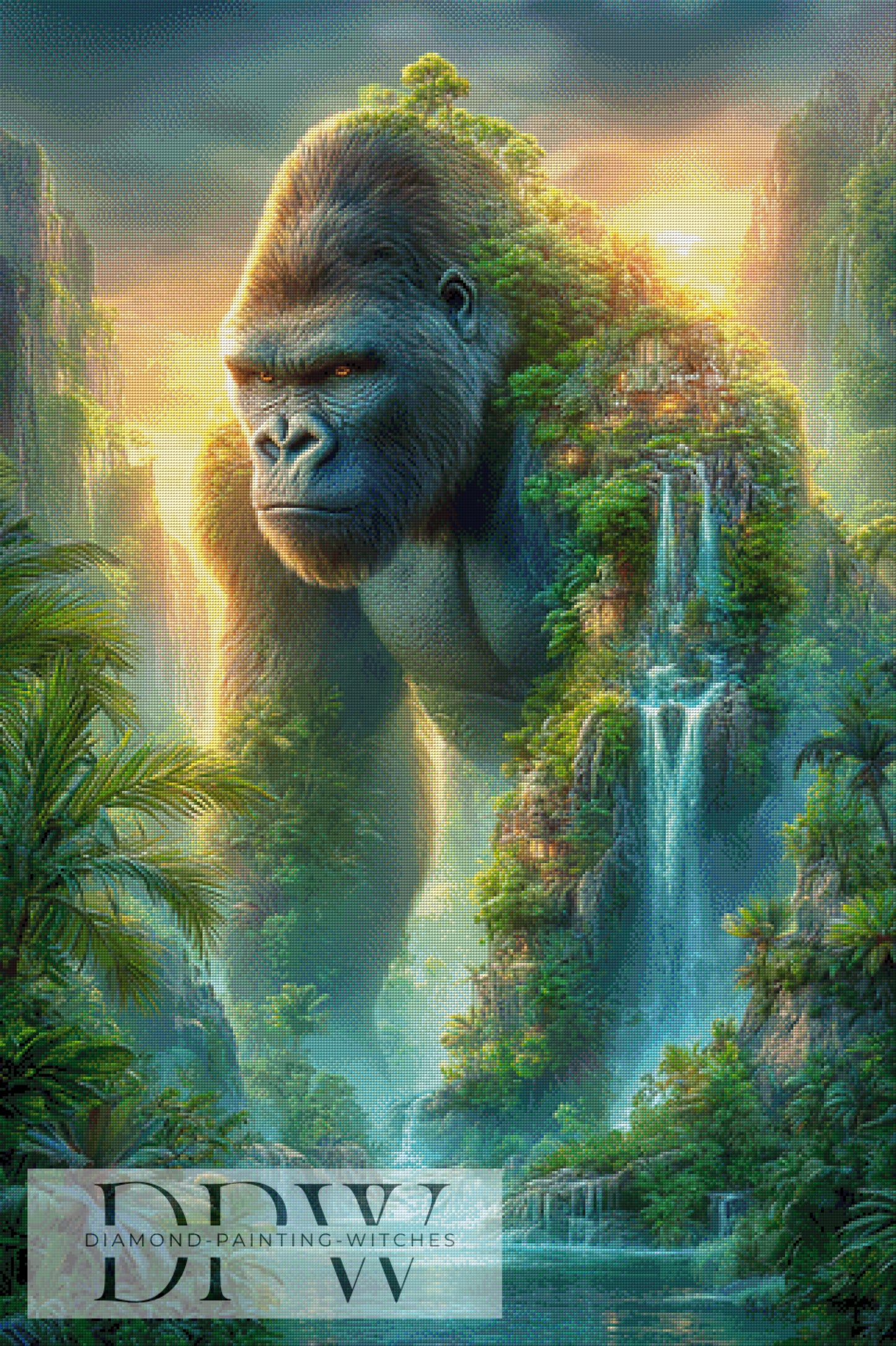 Gorilla der grünen Welt by Elly_A.I. 80x120cm mit 220 Farben DPW-6609