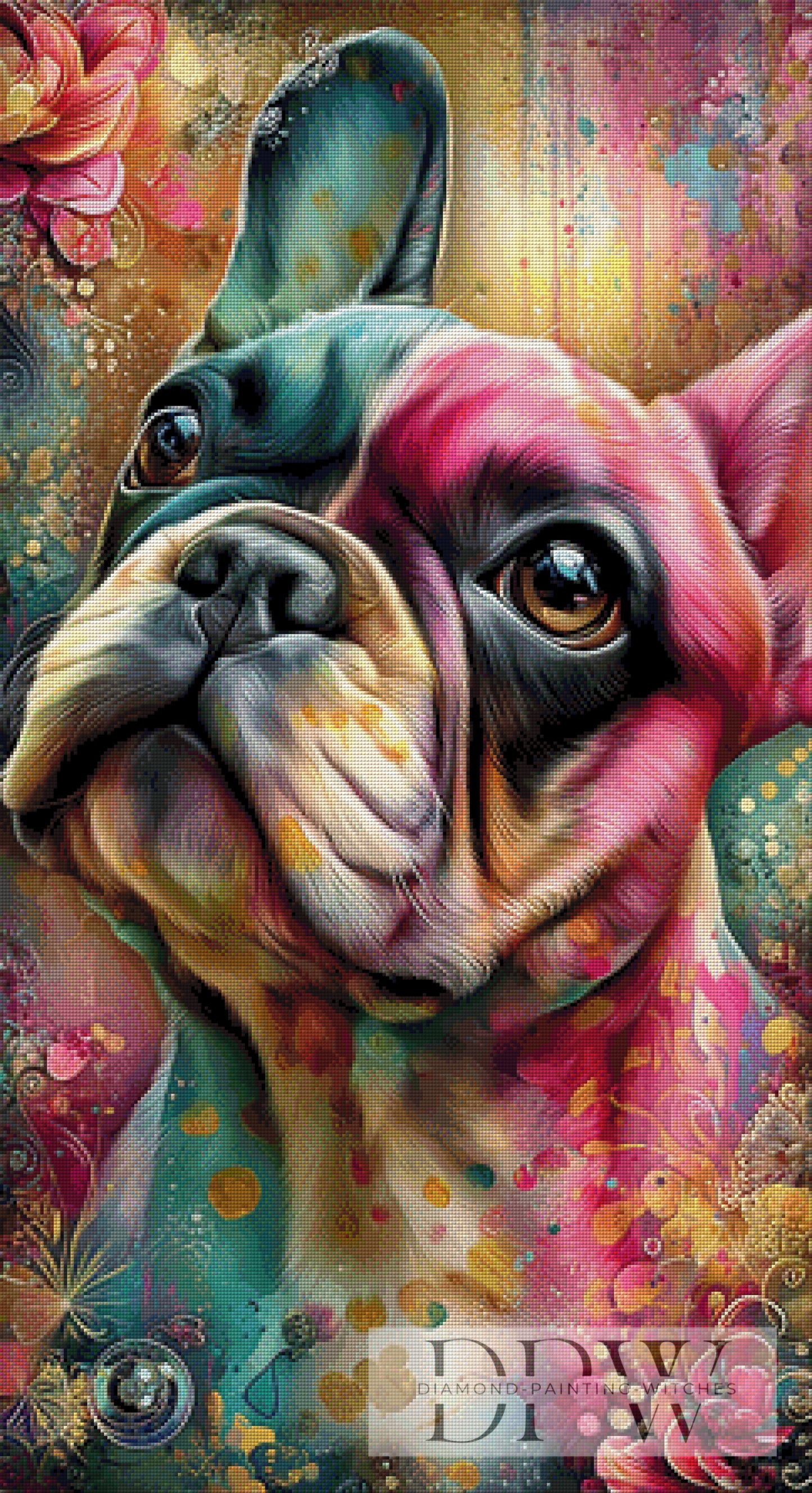 Frenchie im Farbenfeuer by CleoDora 60x110cm mit 330 Farben DPW-6626
