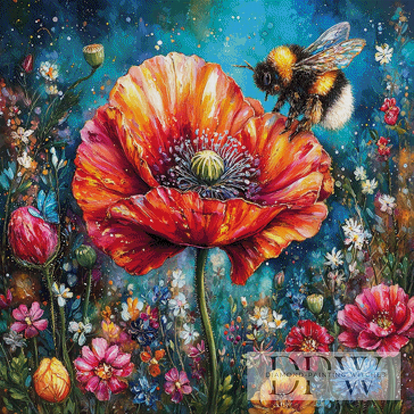 Hummelchens Paradies by Catill 90x90cm mit 410 Farben DPW-6629