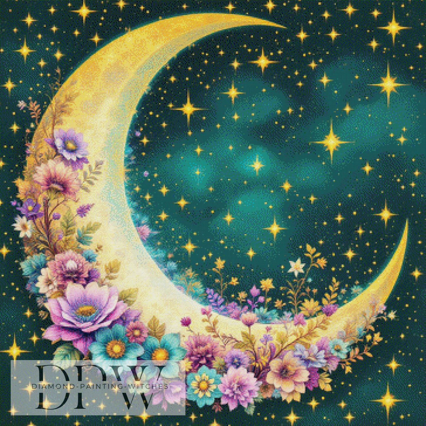 Blumenmond by QN ,90x90cm mit 300 Farben DPW-684