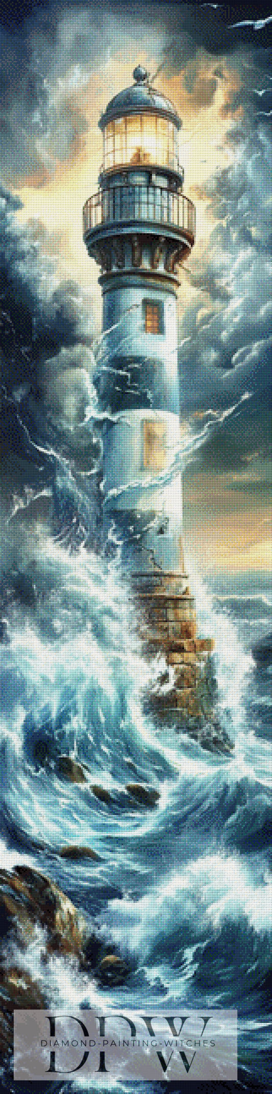 Whiteblue Lighthouse by Luna ,40x160cm mit 175 Farben DPW-688