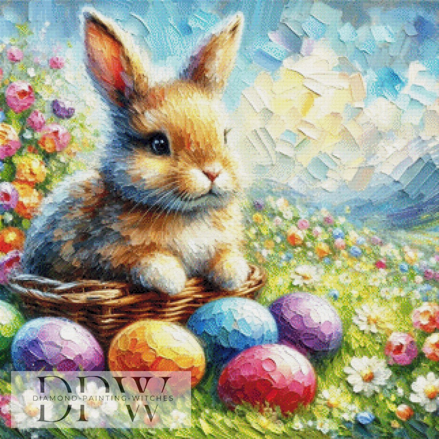 Osterhase by Sunshine, 80x80cm mit 360 Farben DPW-689