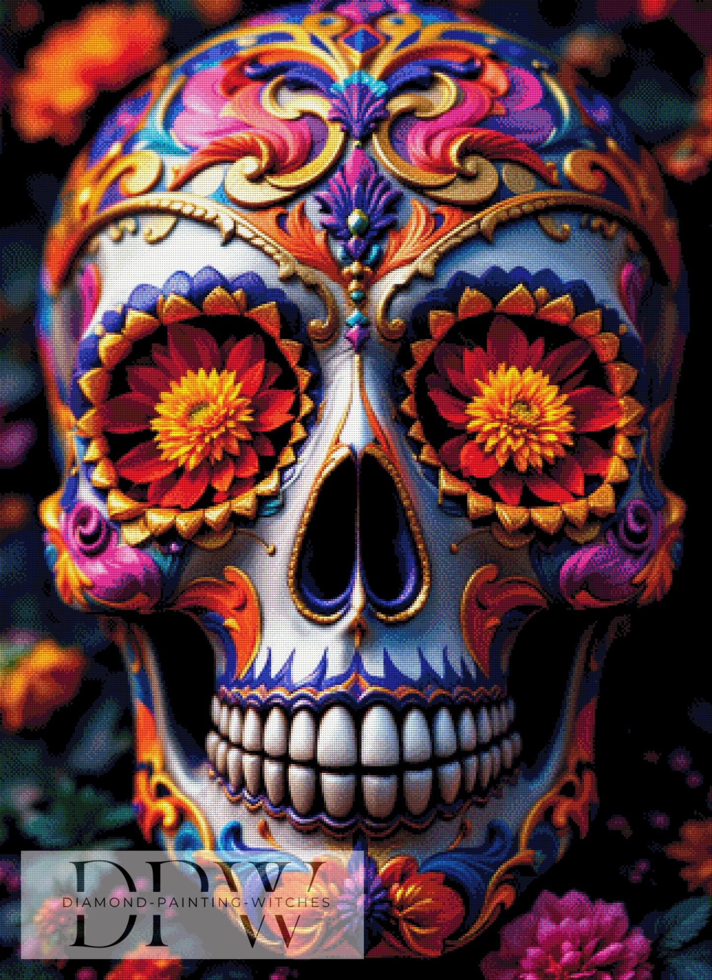 Mexican Skull by QN, 80x110cm mit 345 Farben DPW-696