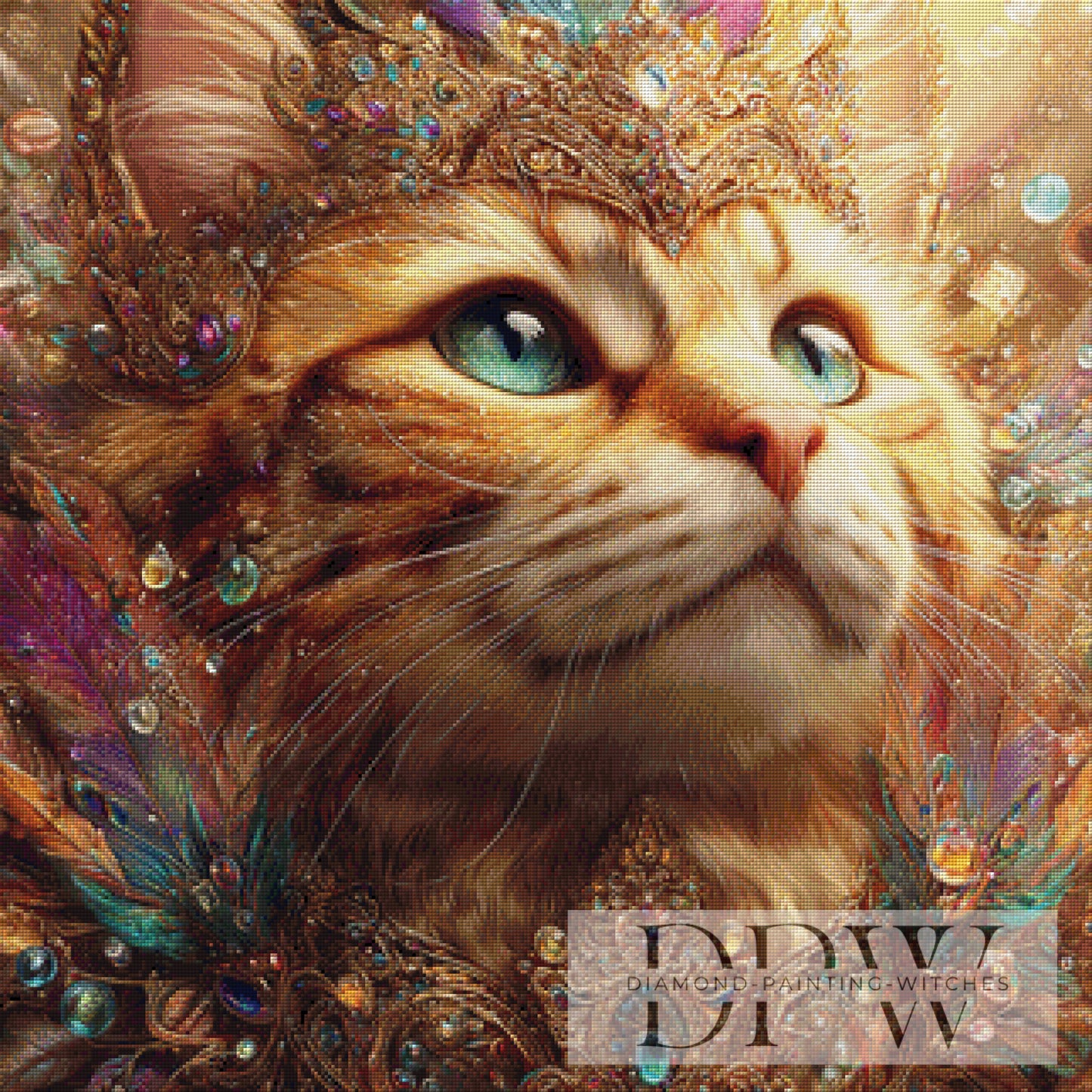 Der Goldene Phönix-Kater by Lisa Morgan 80x80cm mit 250 Farben DPW-785