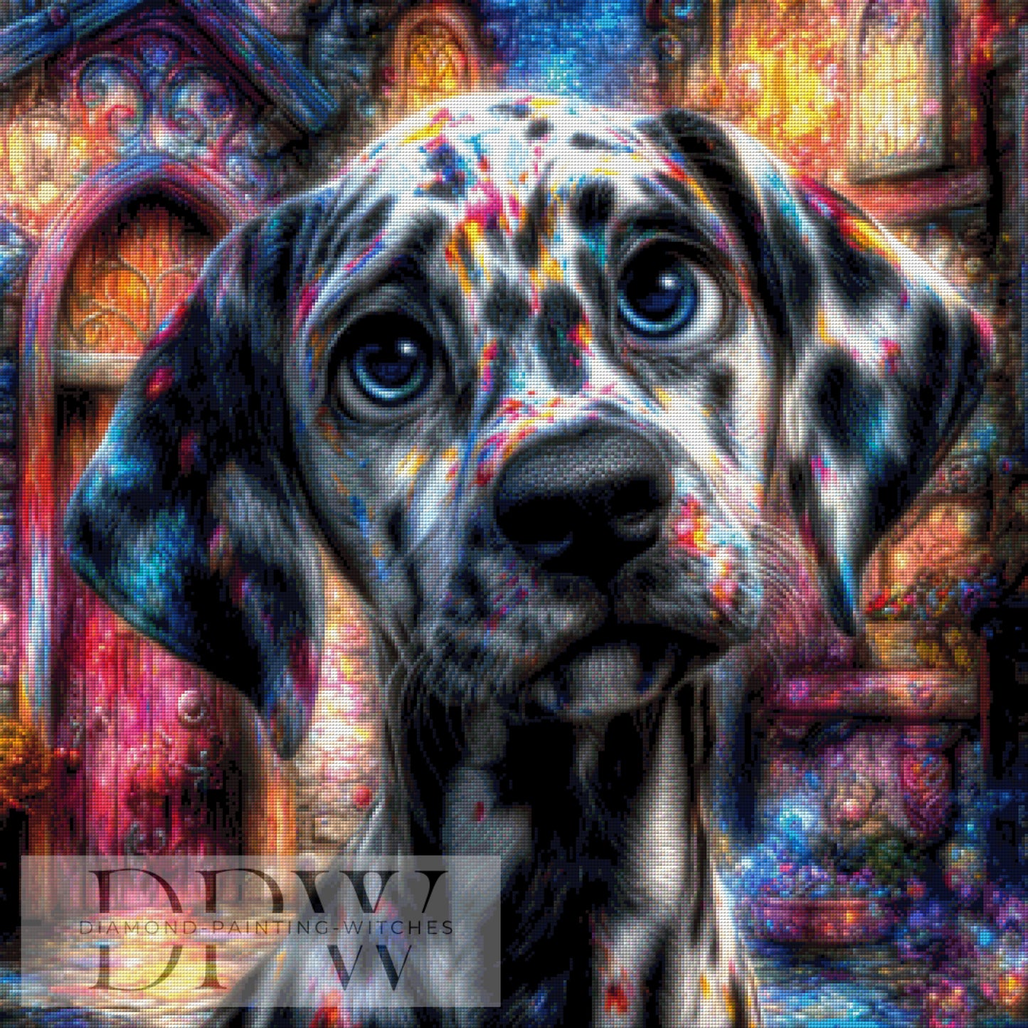 Bunter Dalmatiner by CreatiVart 80x80cm mit 330 Farben DPW-787