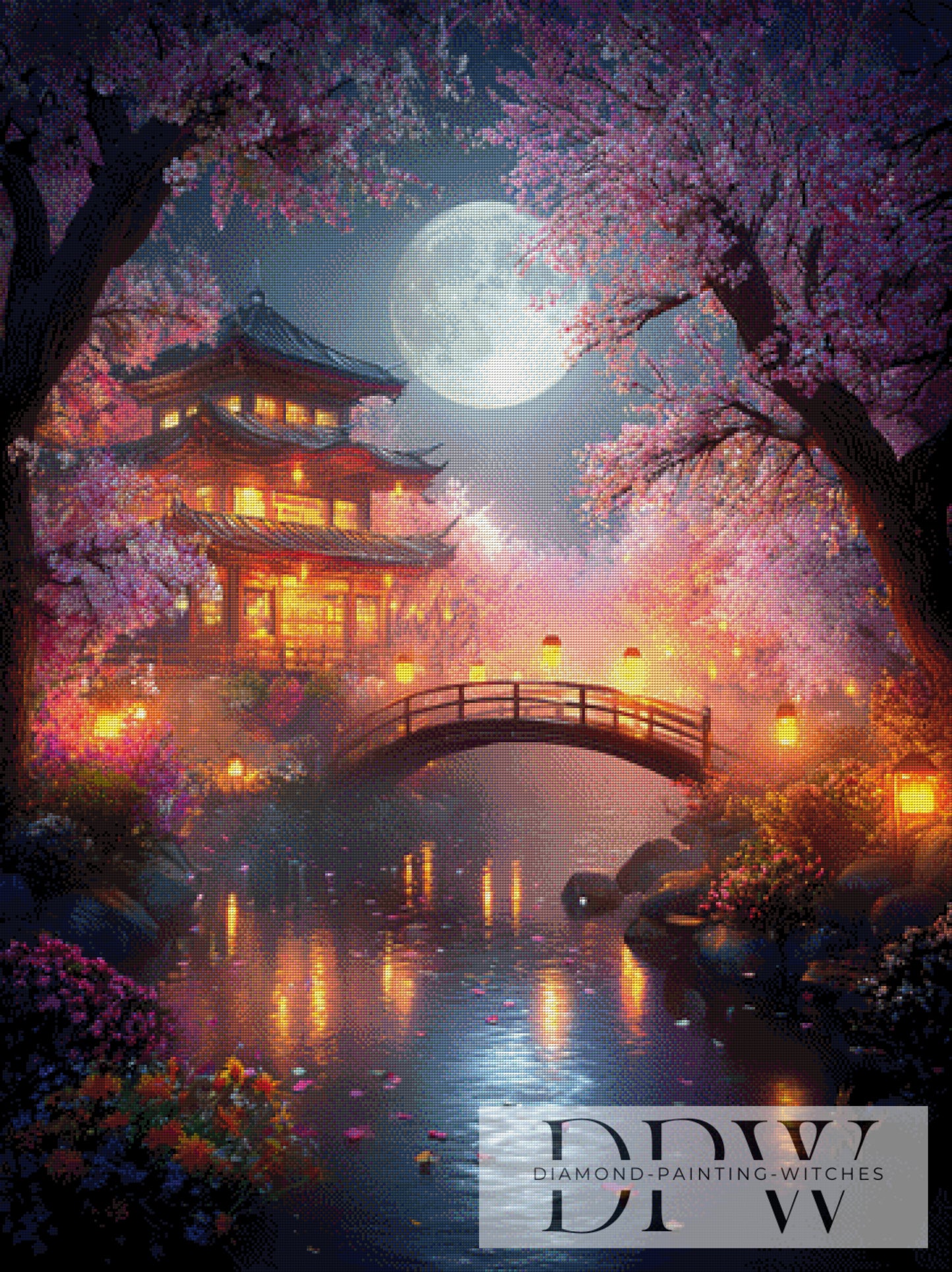 Kirschblütennacht by ellufija 90x120cm mit 300 Farben DPW-796