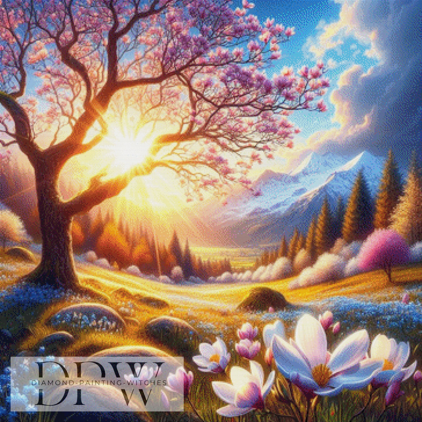 Magnolienbaum by CreatiVart, 90x90cm mit 315 Farben DPW-803
