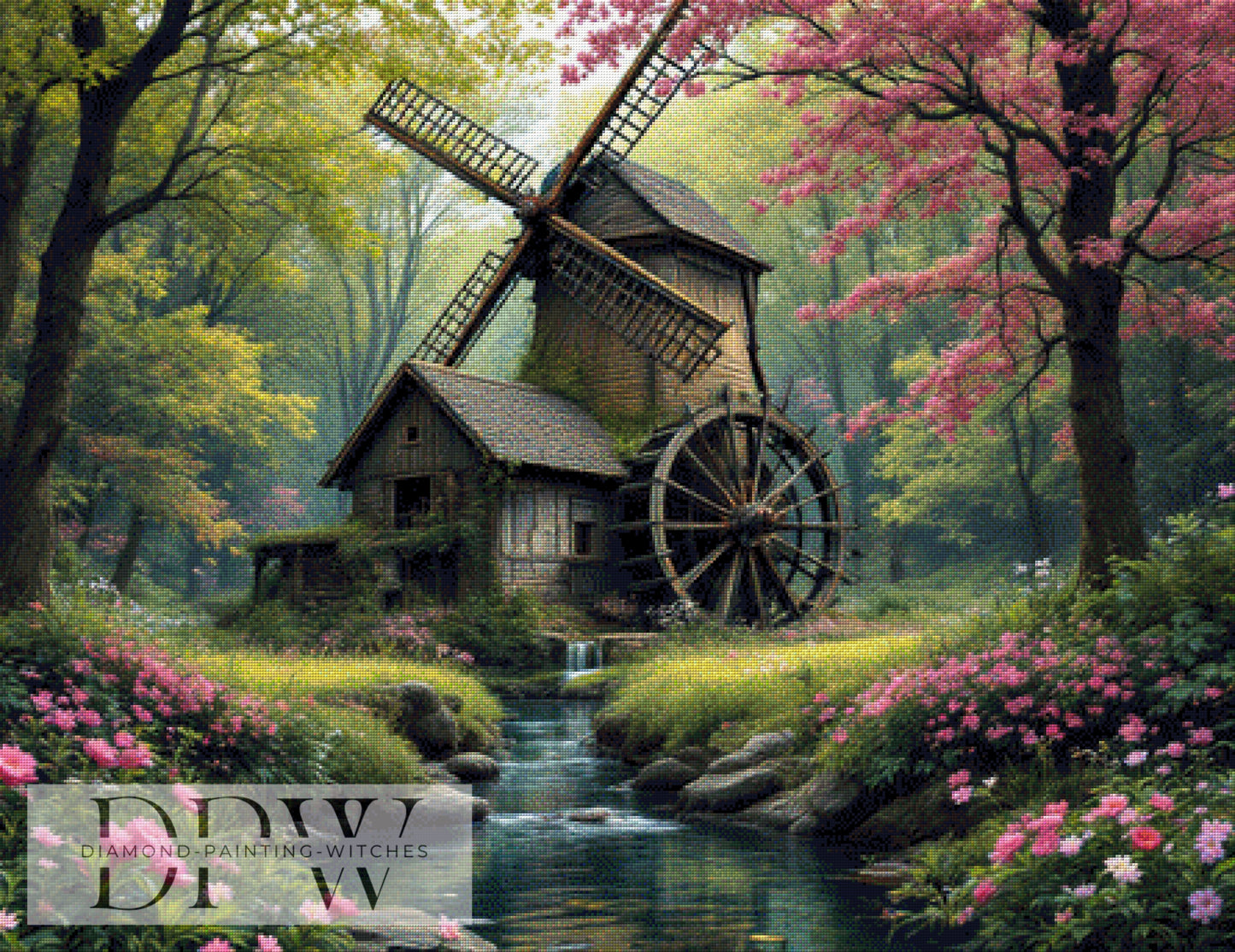Mühle am Bach by QN, 110x85cm mit 230 Farben DPW-822