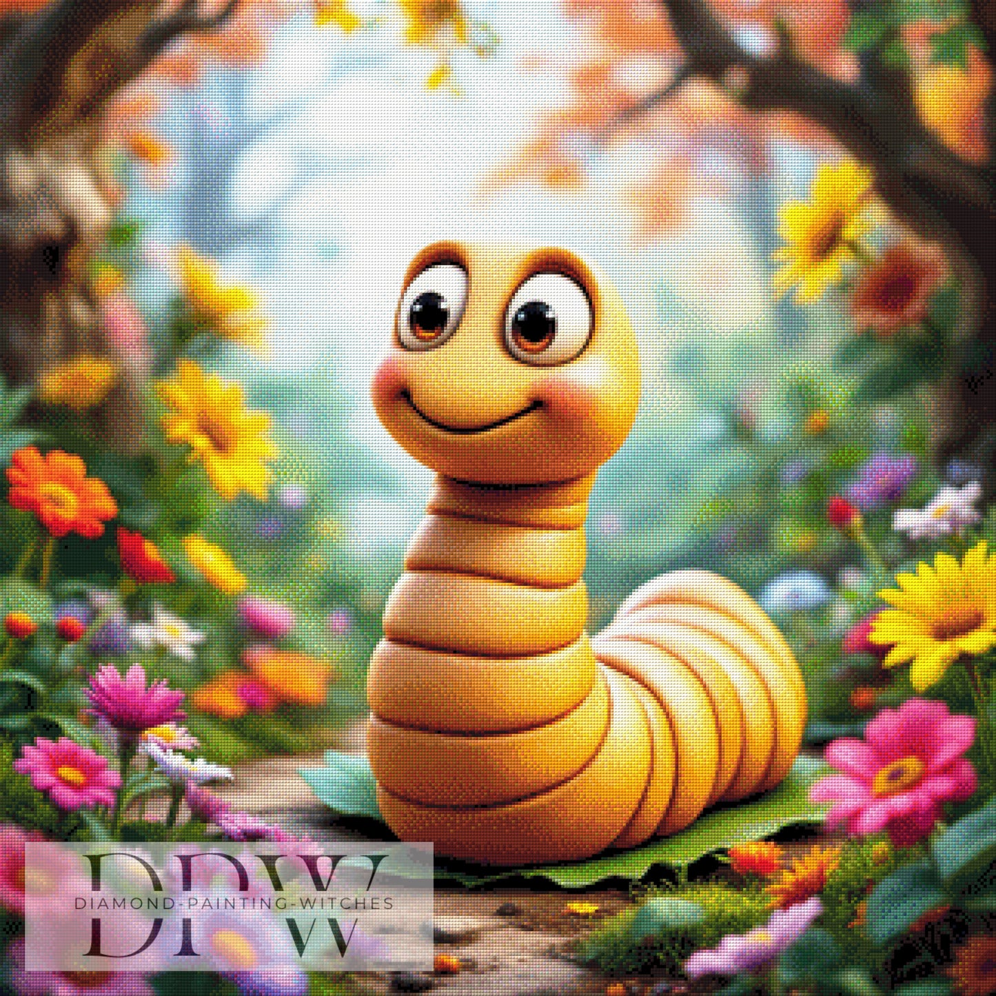 Würmchen Wilfried by QN, 80x80cm mit 370 Farben DPW-823