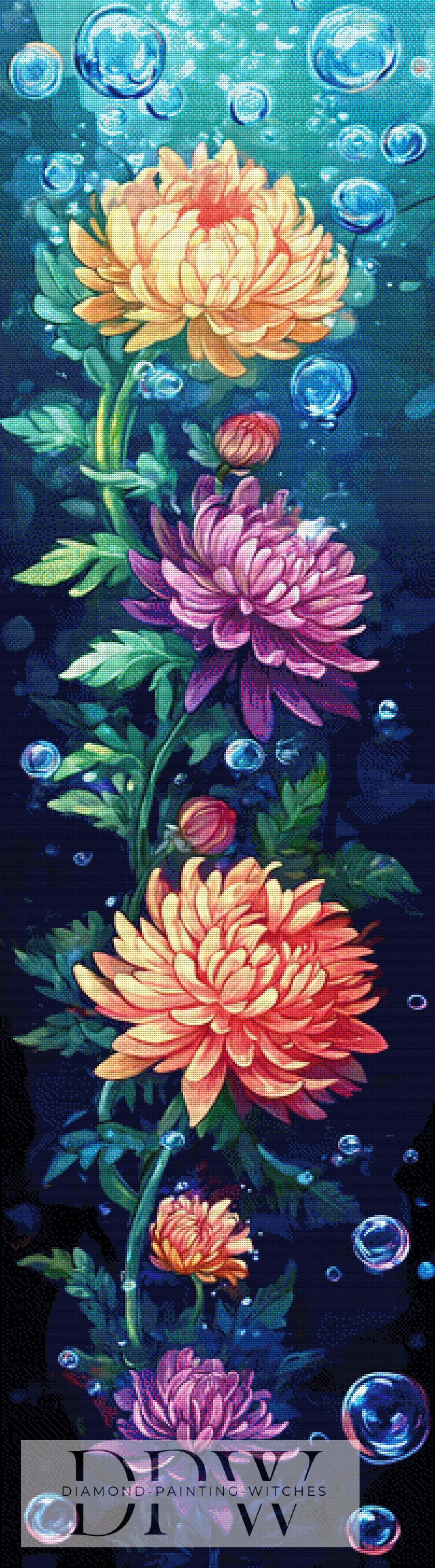 Aqua Flowers by Luna, 50x180cm mit 350 Farben DPW-841