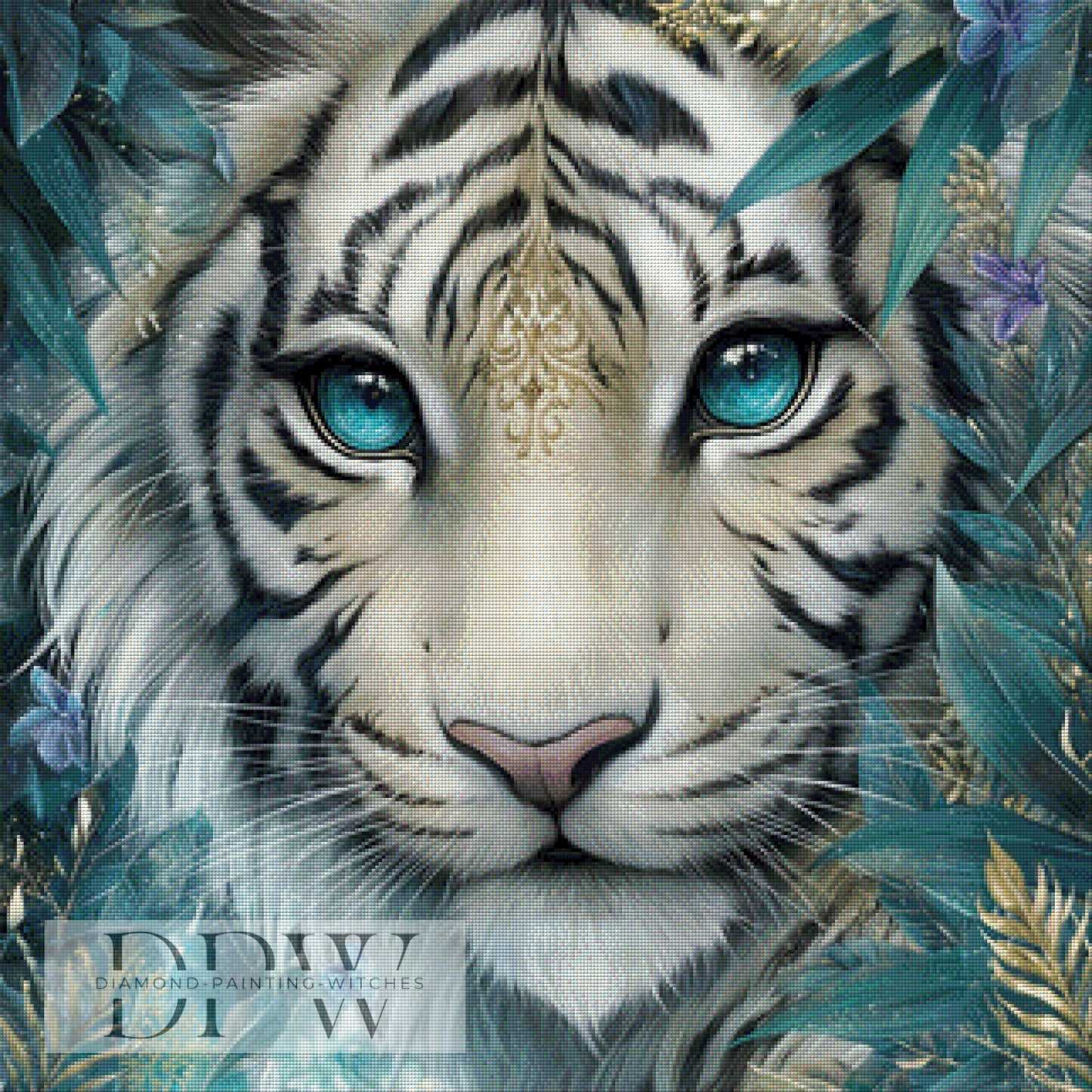 White Tiger by Sweet_Loco_AI 80x80cm mit 180 Farben DPW-854