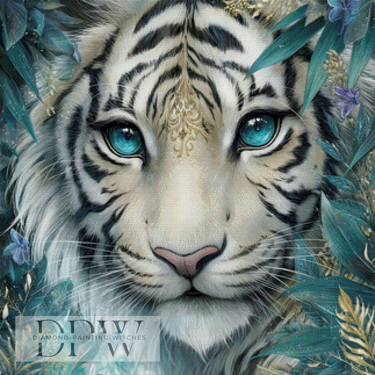 White Tiger by Sweet_Loco_AI 80x80cm mit 180 Farben DPW-854