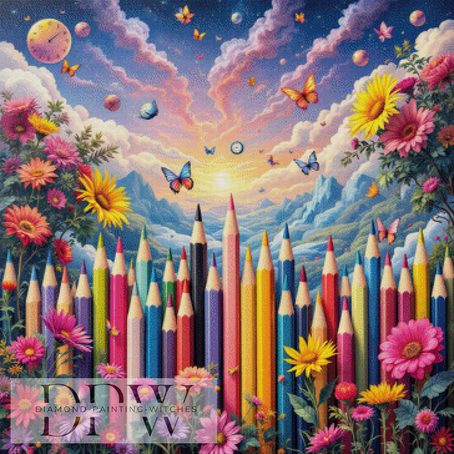 Bleistift Welt by QN, 90x90cm mit 410 Farben DPW-973