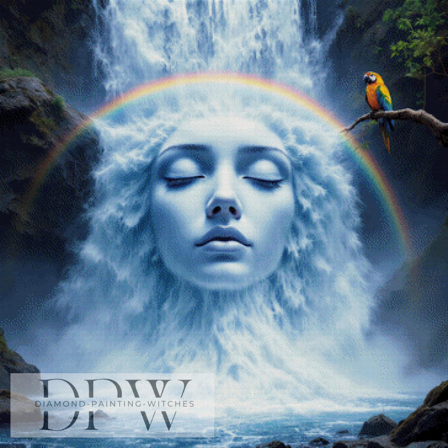 Mutter des Wasserfalls by QN, 90x90cm mit 195 Farben DPW-975