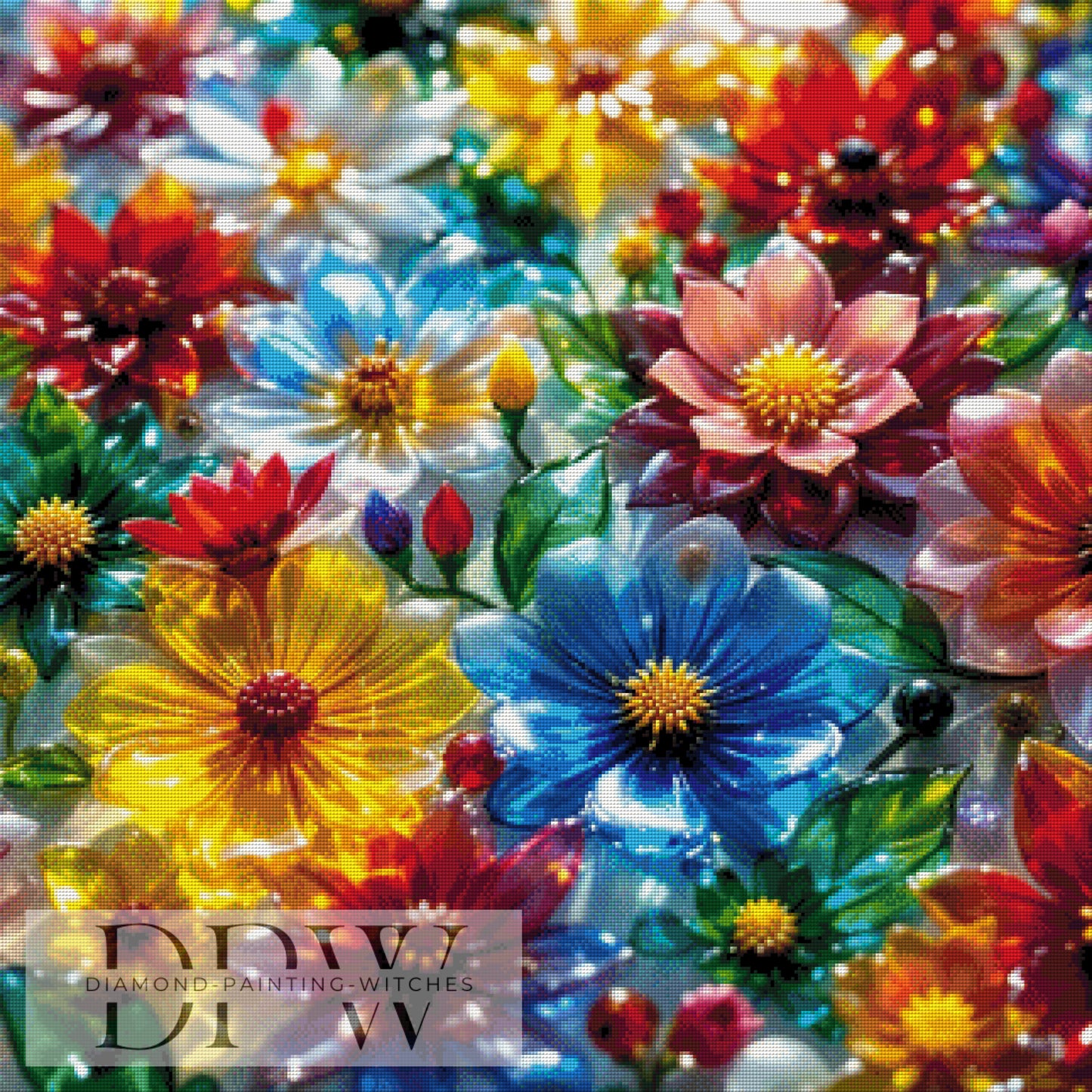 Glasblumenspiel by QN, 80x80cm mit 410 Farben DPW-978