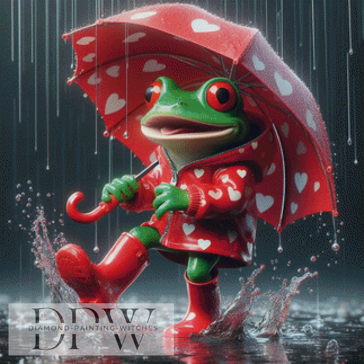 Tanzender Frosch by QN, 80x80cm mit 250 Farben DPW-985