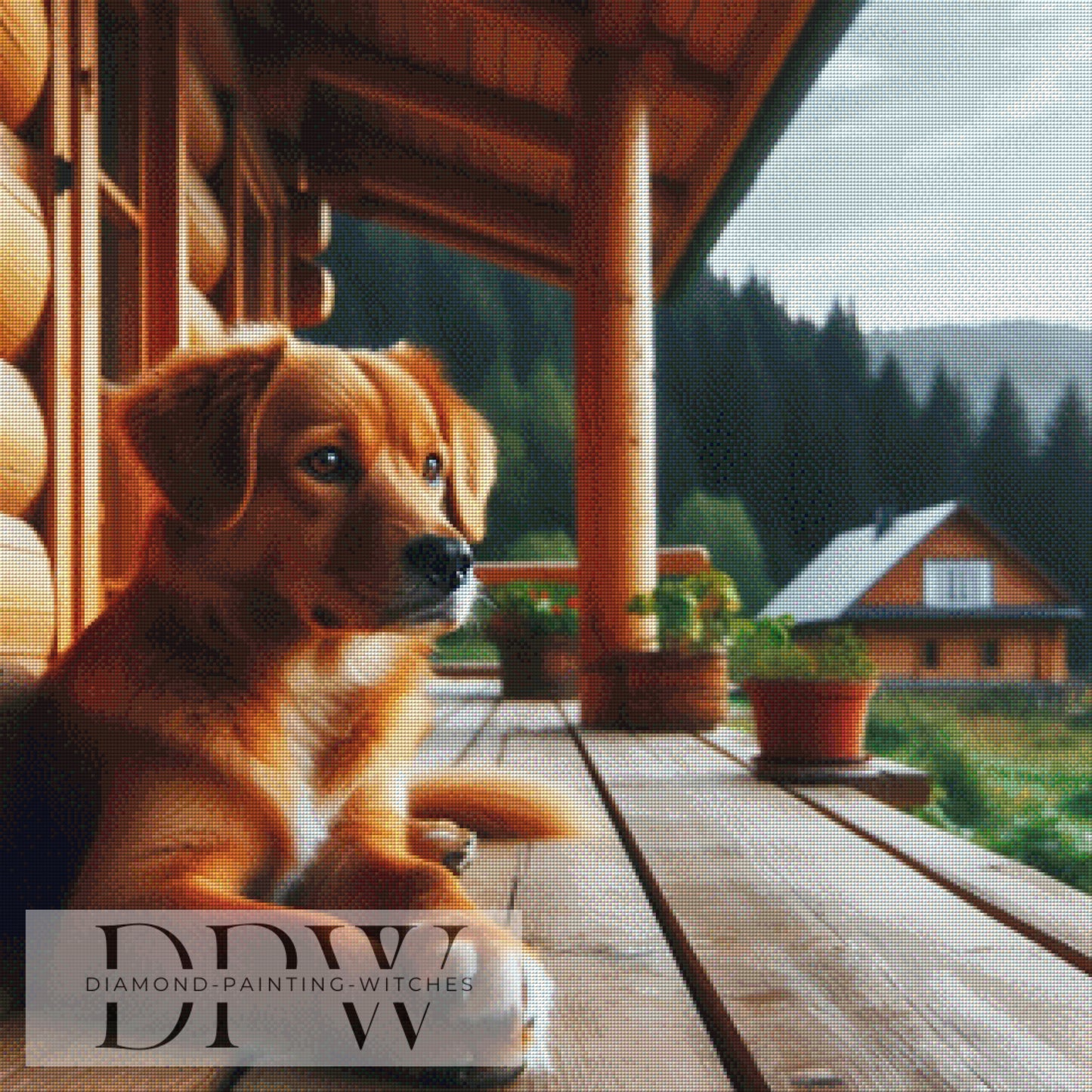 Hundeleben by Moonlight, 90x90cm mit 210 Farben DPW-992