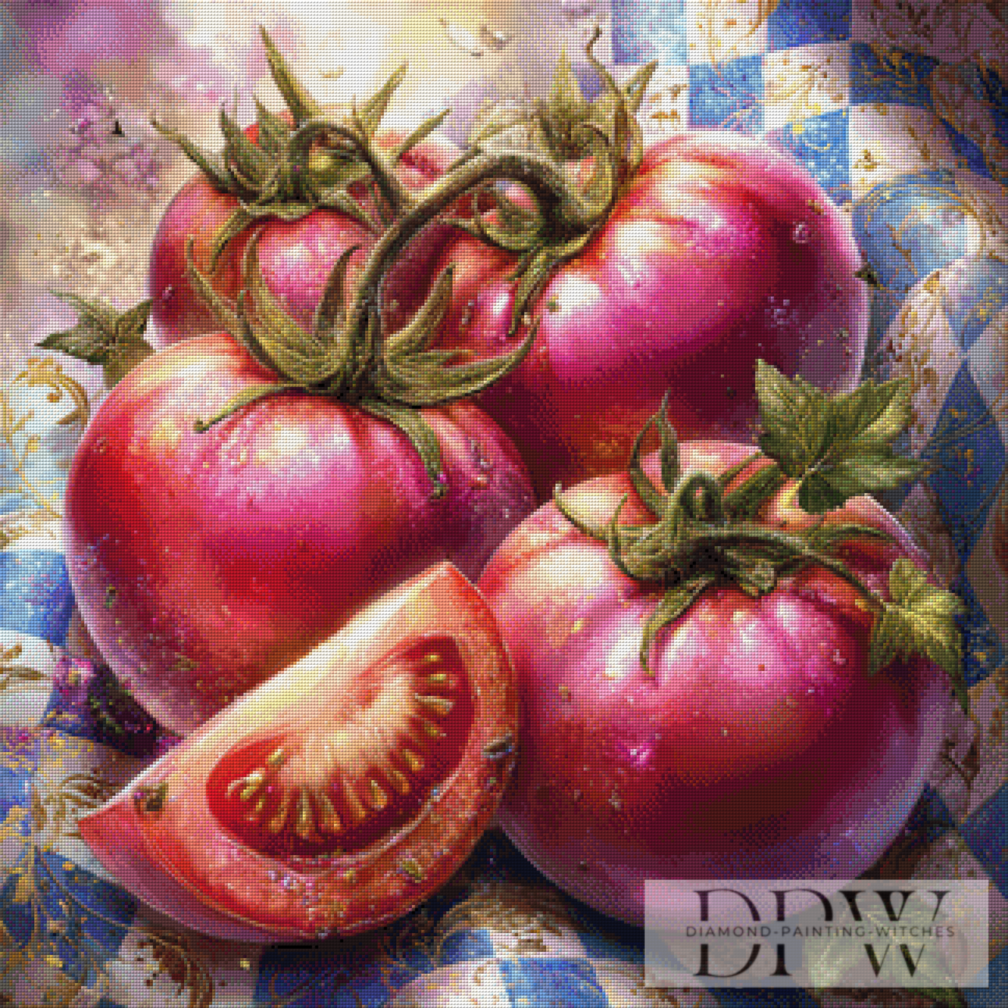 Sternenglanz-Tomaten by Lisa Morgan 80x80cm mit 310 Farben DPW-149