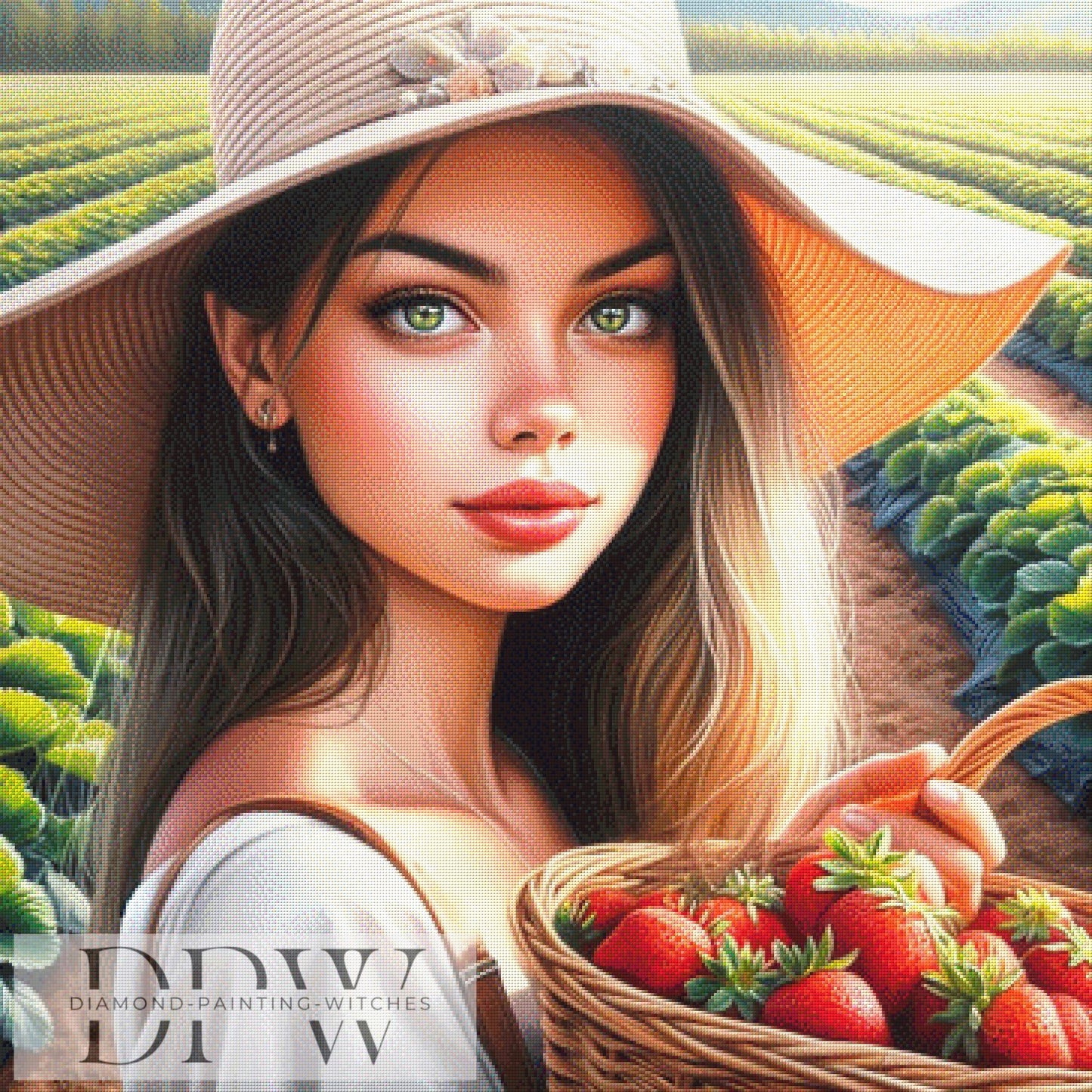 Erdbeer Mädchen by Morrigan, 90x90cm mit 220 Farben DPW-869