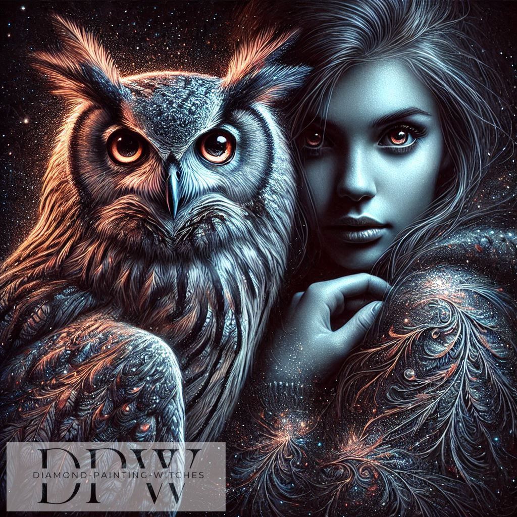 Eulen Mädchen by Morrigan, 90x90cm mit 170 Farben DPW-835