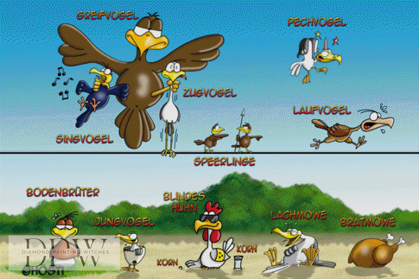 Vogelarten, 120x80cm mit 300 Farben - Hösti 6