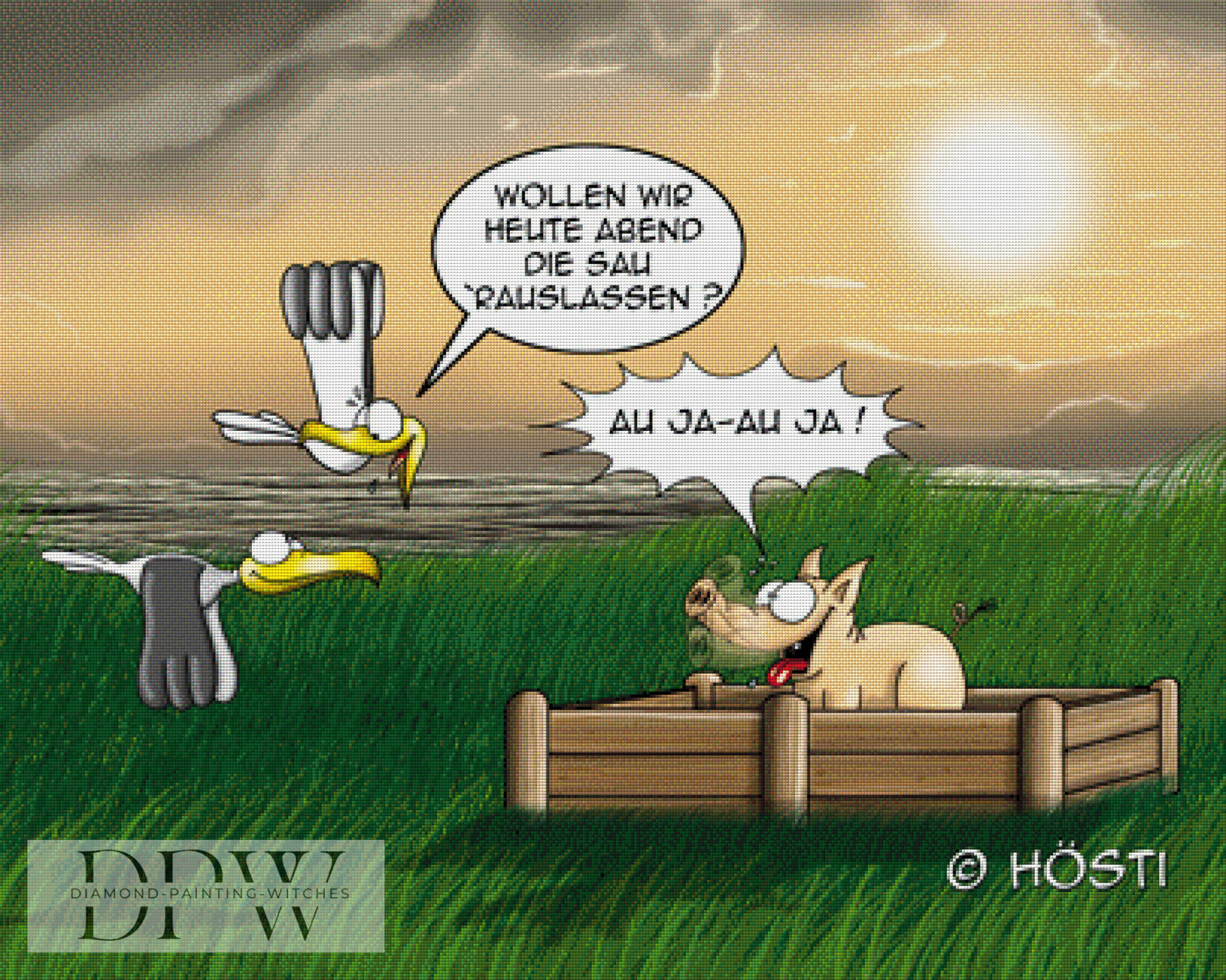 Sau rauslassen, 100x80cm mit 165 Farben - Hösti 7