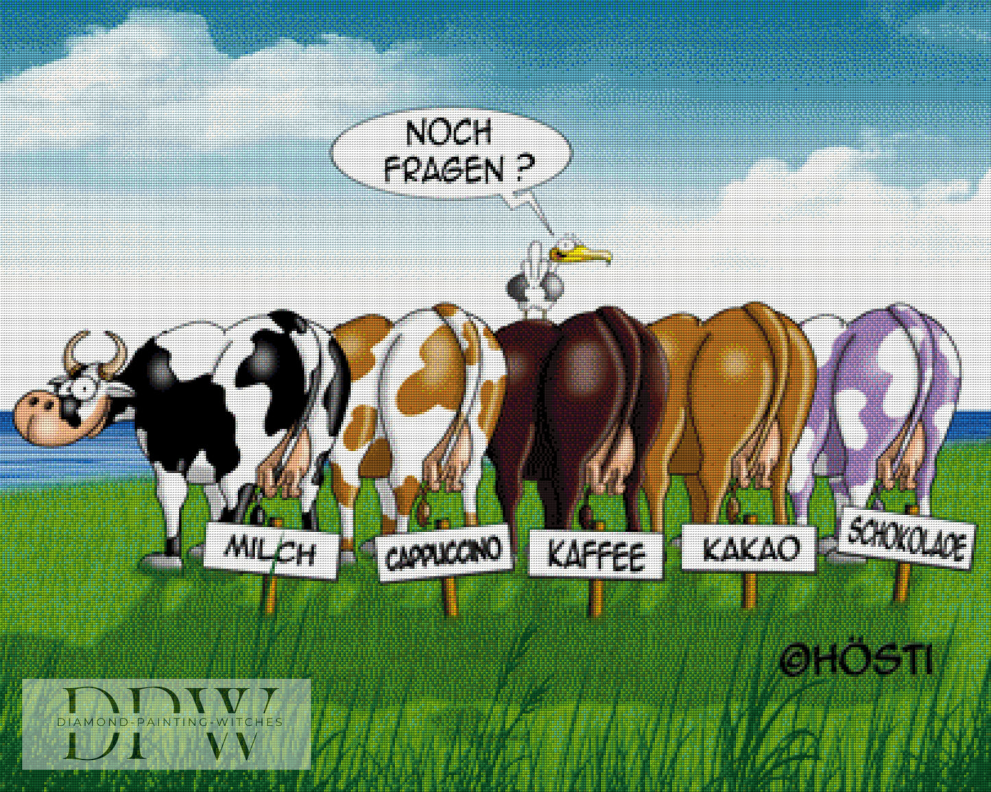 Cappucchino Kühe, 100x80cm mit 215 Farben - Hösti 9