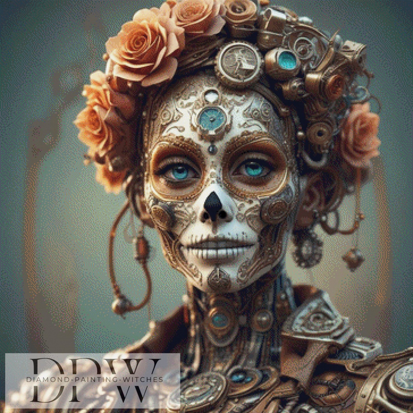 Steampunk Muerta by Morrigan, 90x90cm mit 170 Farben DPW-851