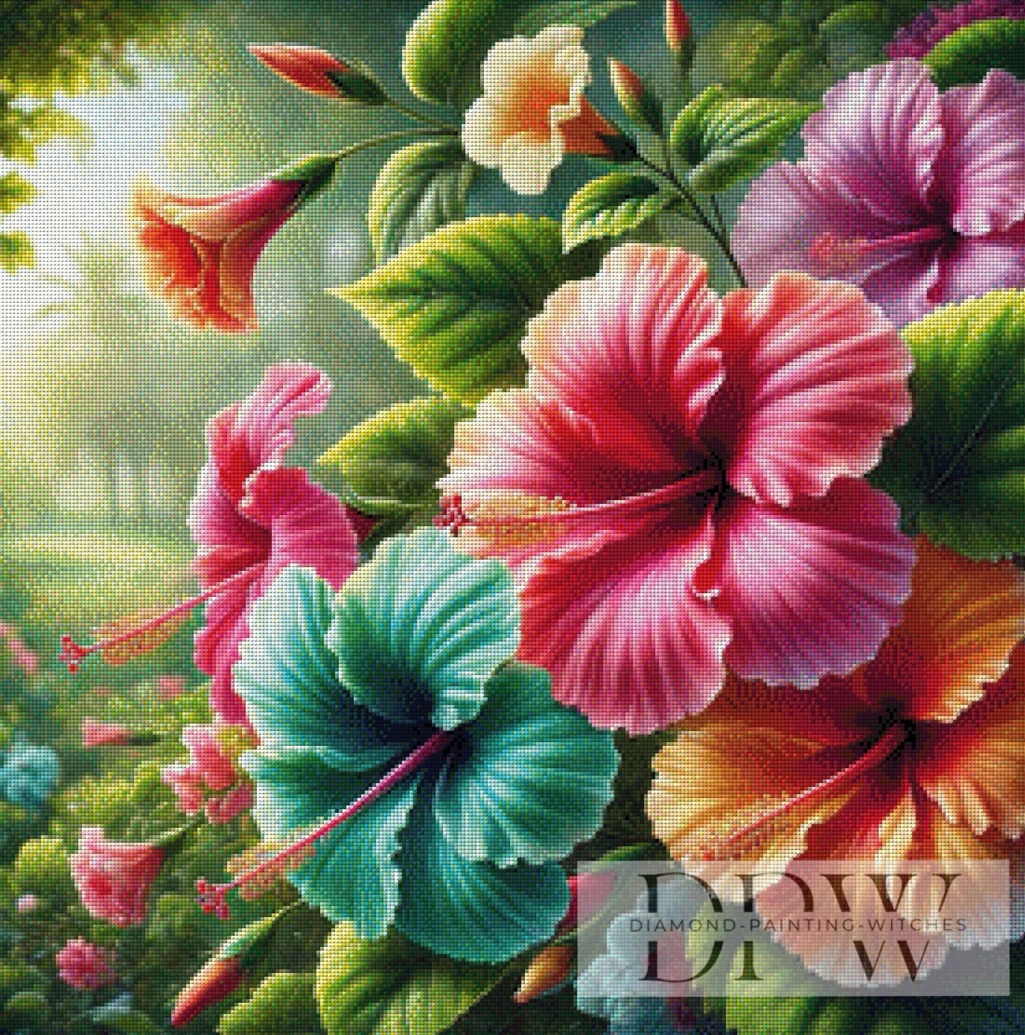 Hibiskusblüten by CreatiVart , 70x70cm mit 300 Farben DPW-307