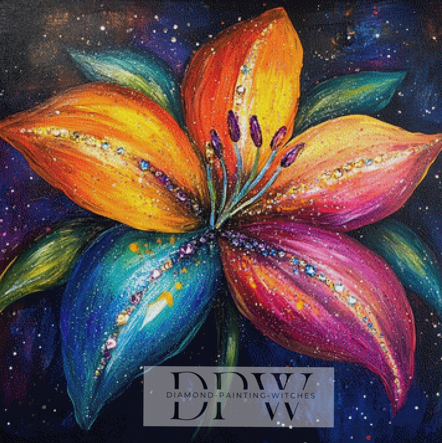 Regenbogen Lilie by Guardian Angel, 90x90cm mit 410 Farben DPW-515