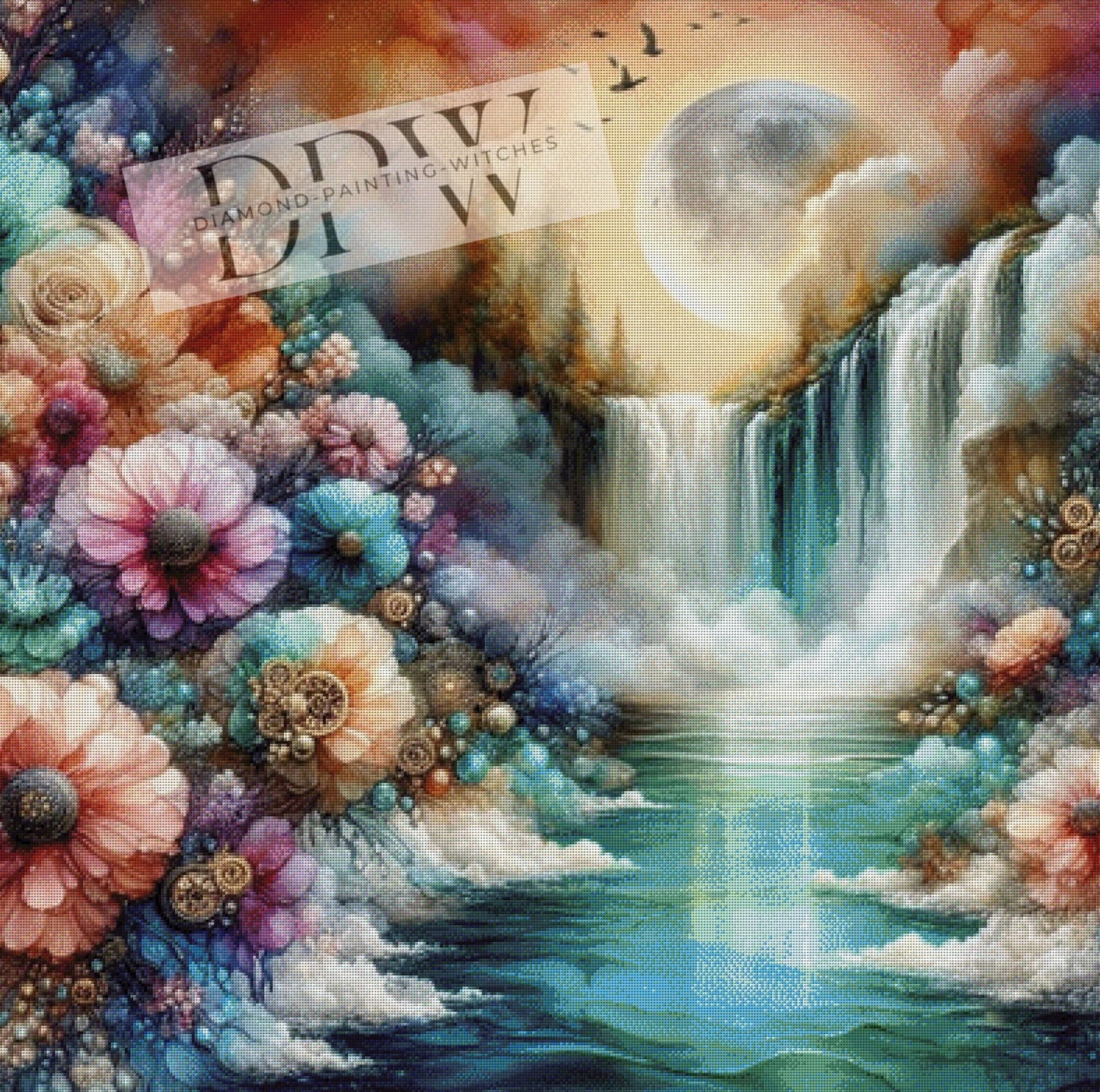 Waterfall Moon by CreatiVart 100x100cm mit 280 Farben DPW-092