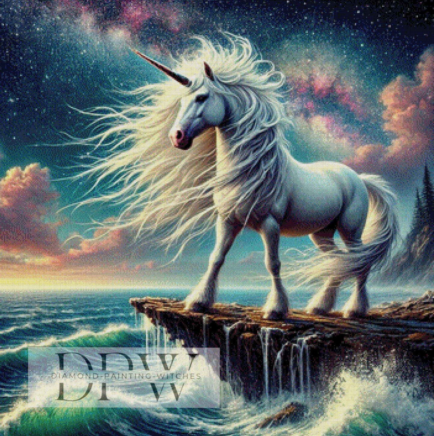 Das vorletze Einhorn by CreatiVart, 90x90cm mit 225 Farben DPW-522