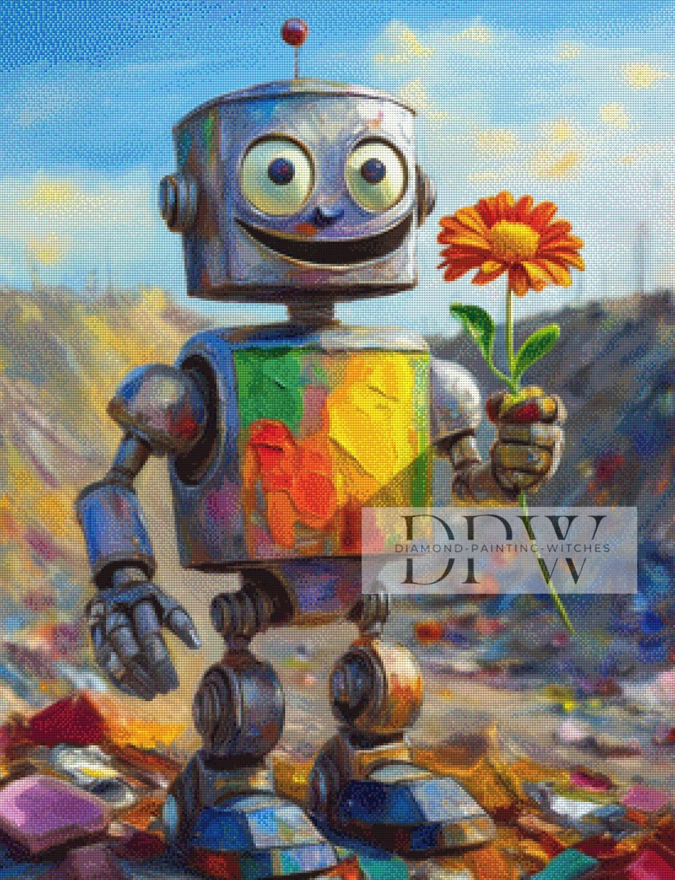 Blumen Robbie by QN, 70x90cm mit 300 Farben DPW-038