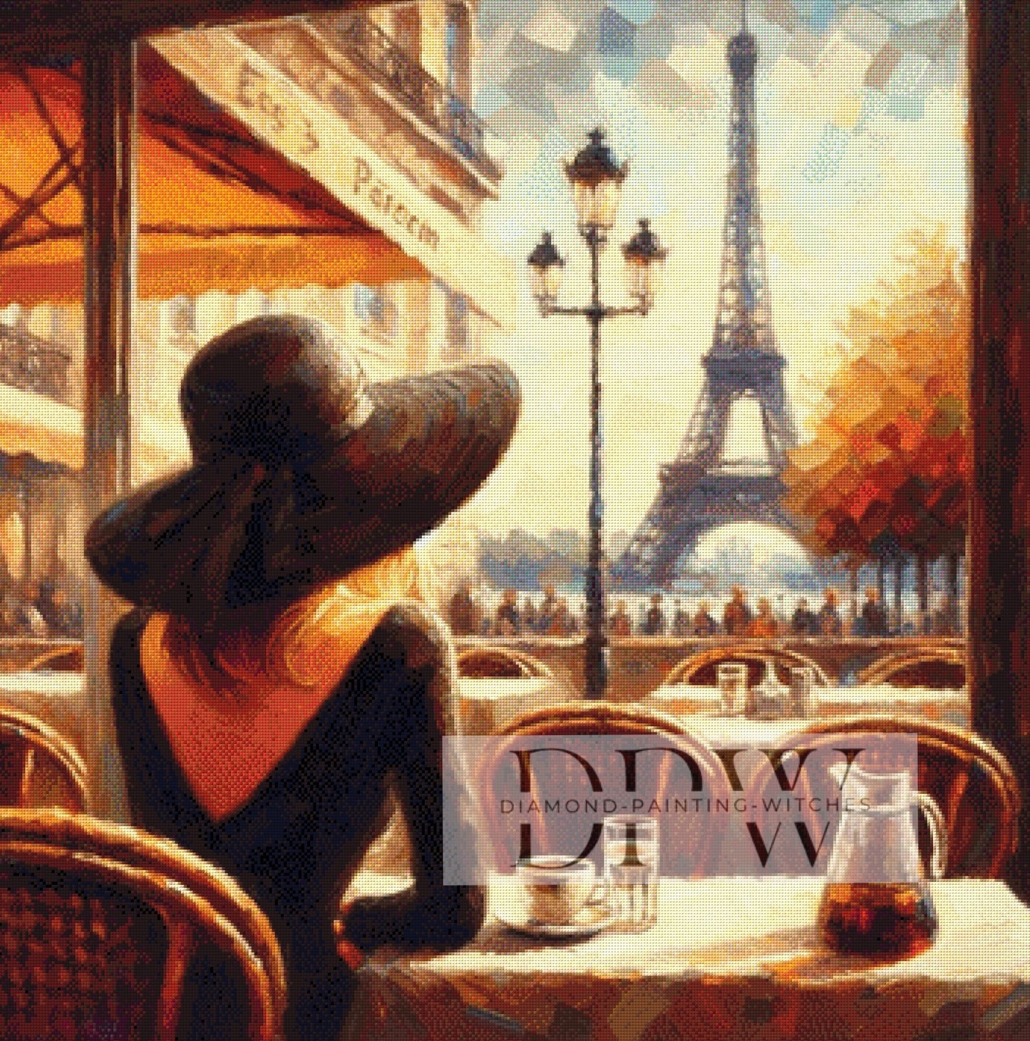 Coffee Time in Paris by QN, 90x90cm mit 160 Farben DPW-494