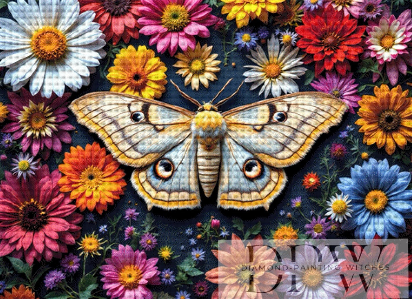 Blumen Motti by QN, 120x90cm mit 370 Farben DPW-497