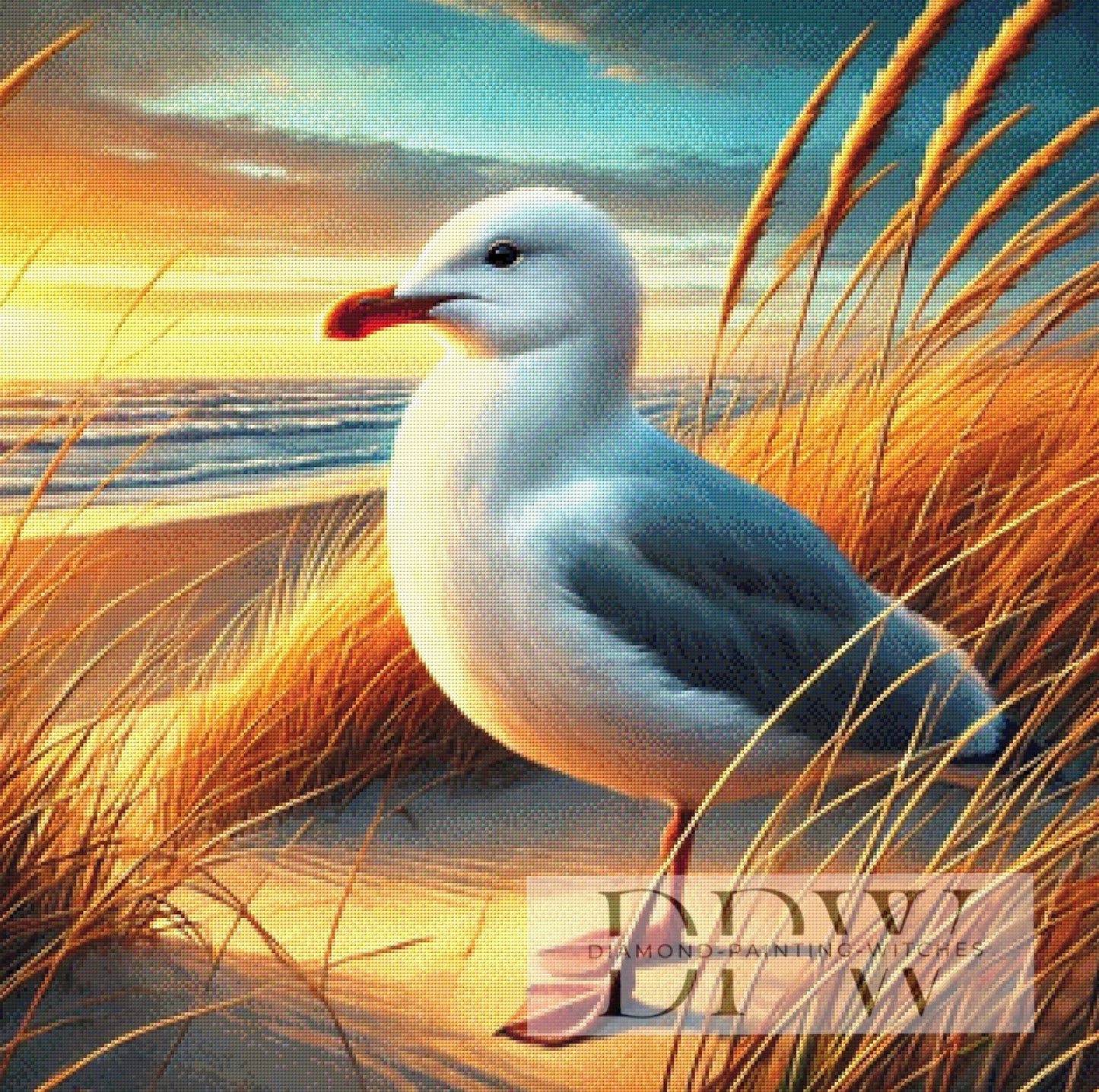 Möwe am Strand by CreatiVart, 80x80cm mit 255 Farben DPW-575