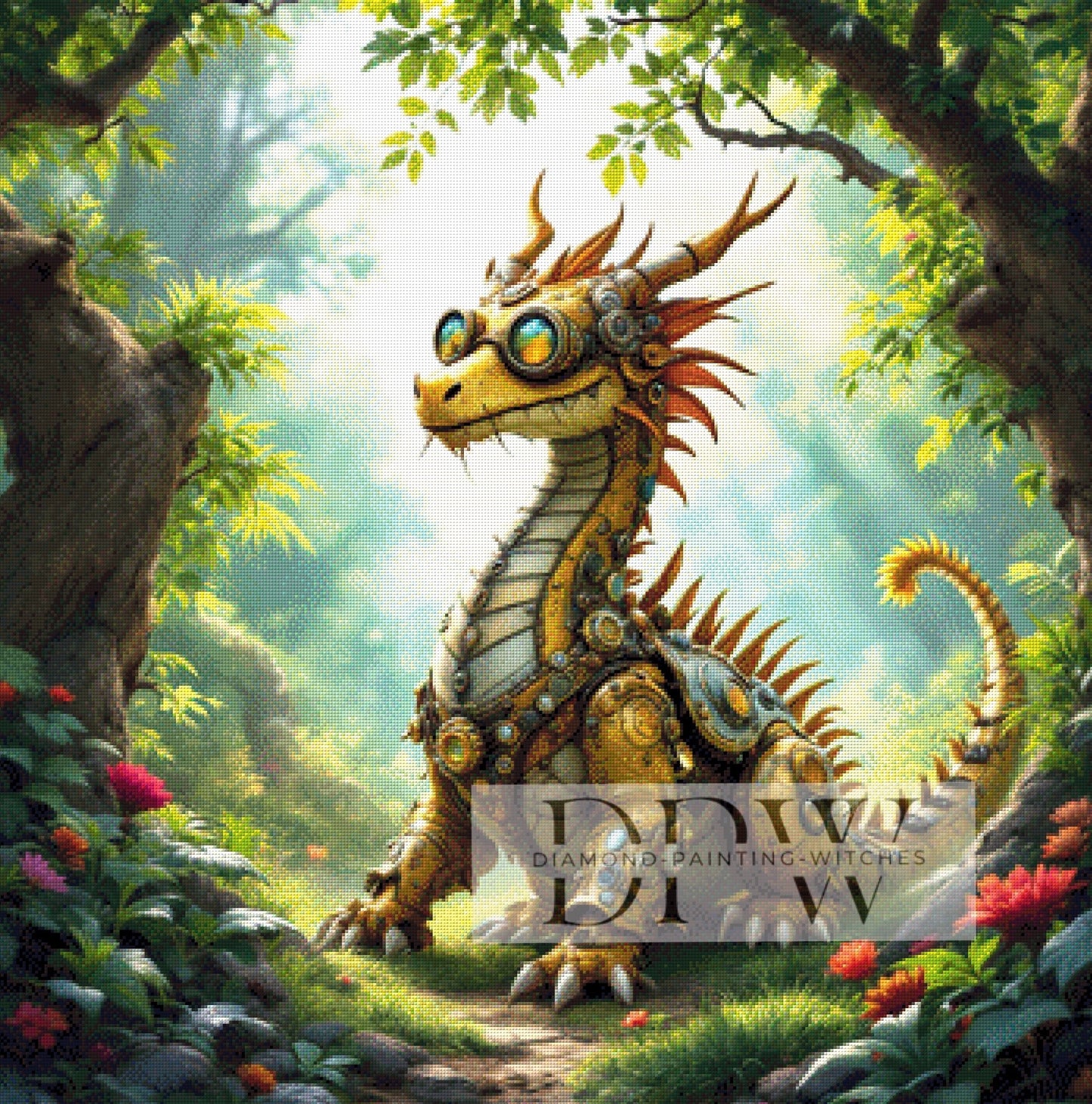 Steampunk Drache by QN, 90x90cm mit 260 Farben DPW-573