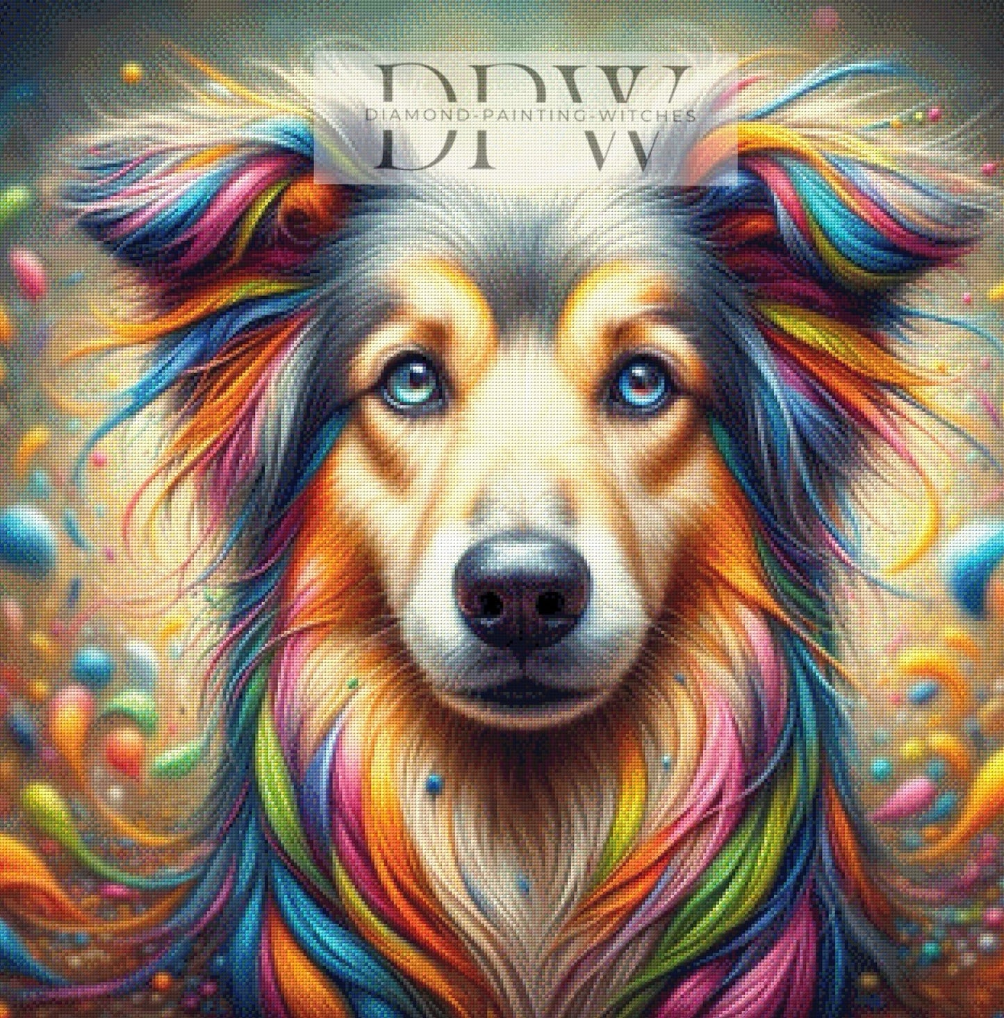 Bunter Hund by Mel, 80x80cm mit 350 Farben DPW-605