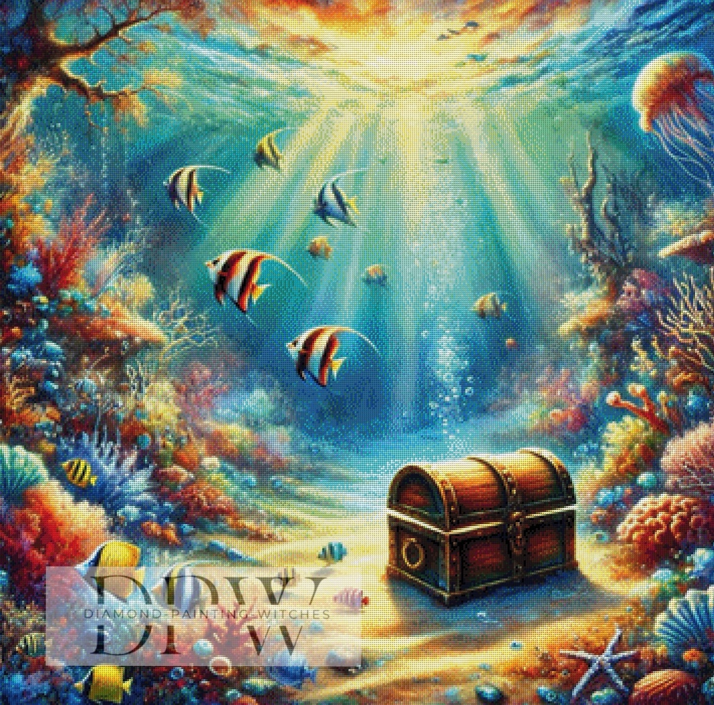 Bunte Unterwasserwelt by CreatiVart, 90x90cm mit 330 Farben DPW-521