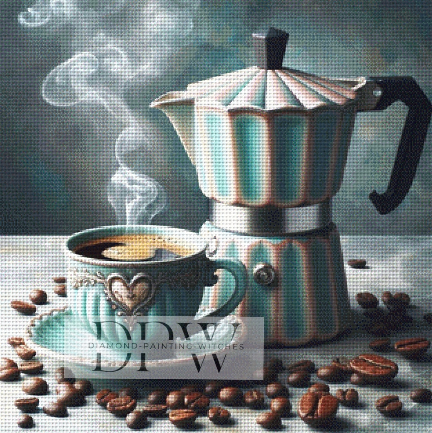 Kaffeezeit by Martina, 80x80cm mit 160 Farben DPW-613