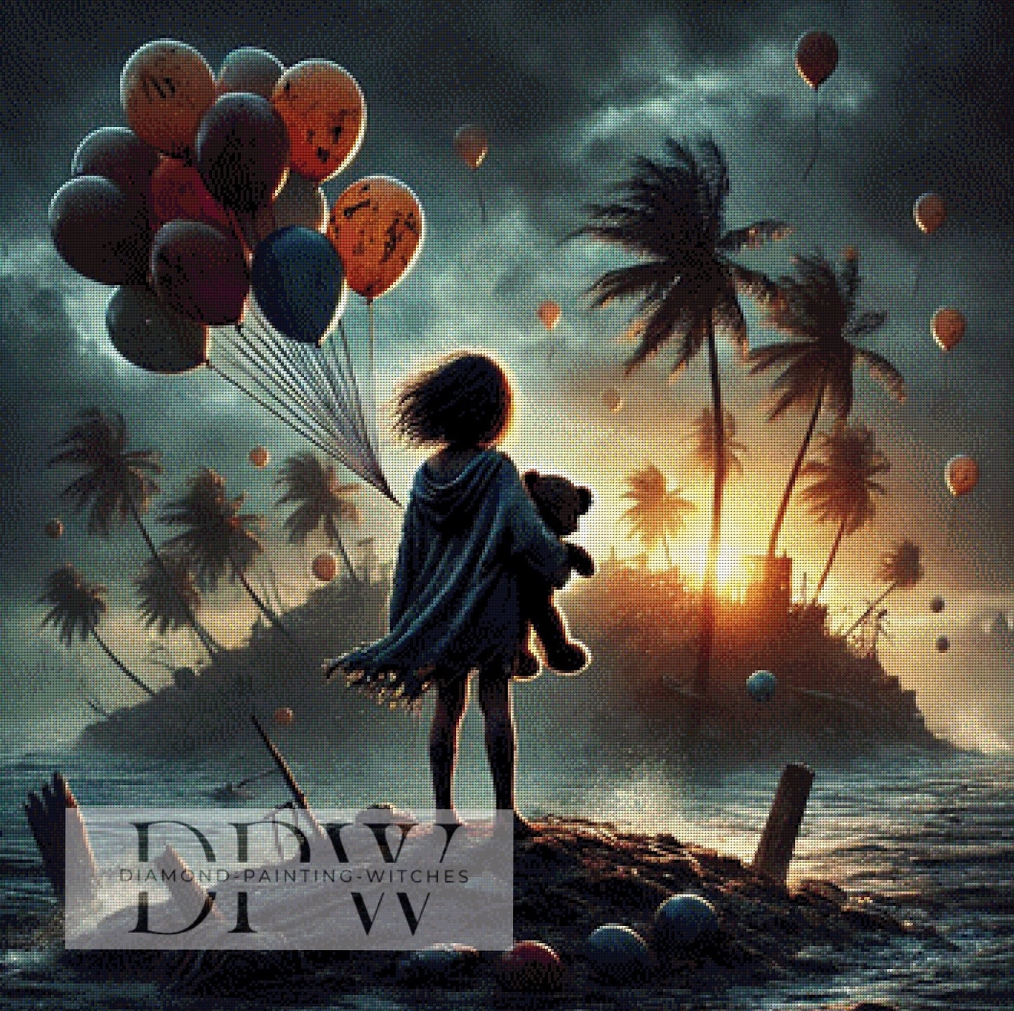 Sad Girl by Casalla Vendetta, 90x90cm mit 190 Farben DPW-541