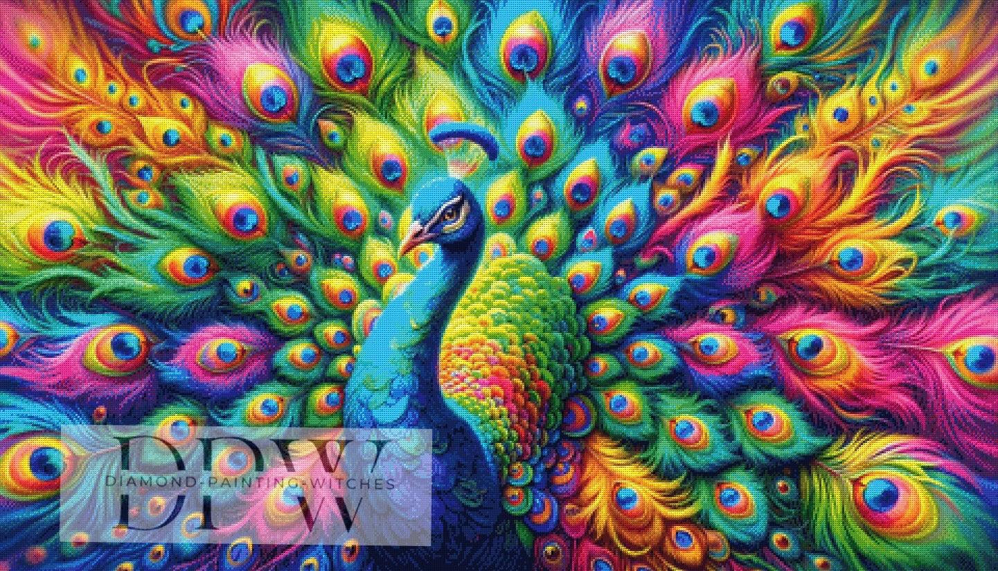 Rainbow Peacock by Emilia, 120x70cm mit 370 Farben DPW-630
