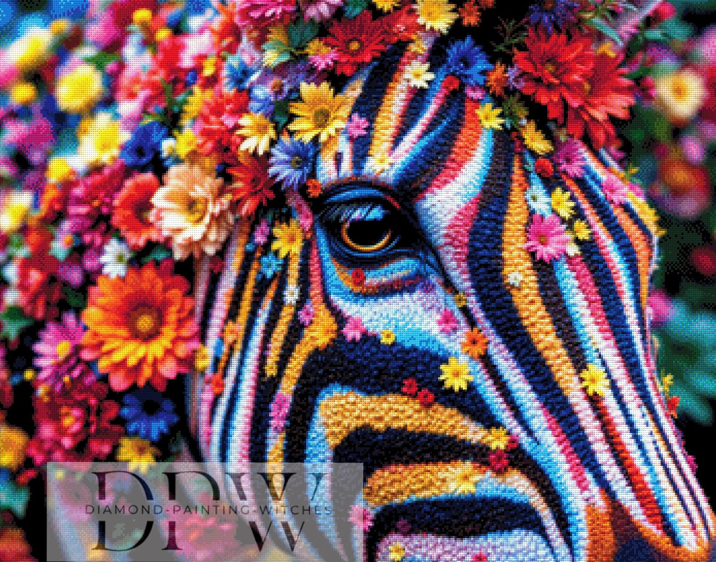 Blumenzebra by QN, 90x70cm mit 410 Farben DPW-479