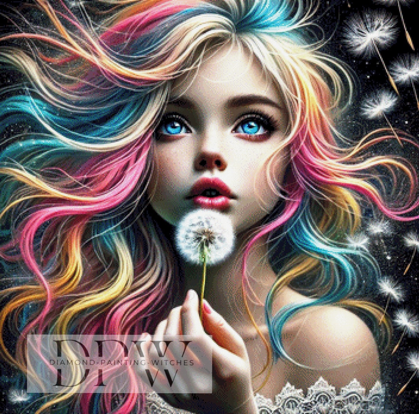 Paula Pusteblume by CreatiVart, 90x90cm mit 340 Farben DPW-482