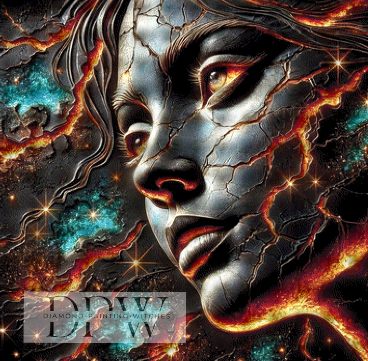 Lava Grid Face by Casalla Vendetta, 90x90cm mit 235 Farben DPW-533