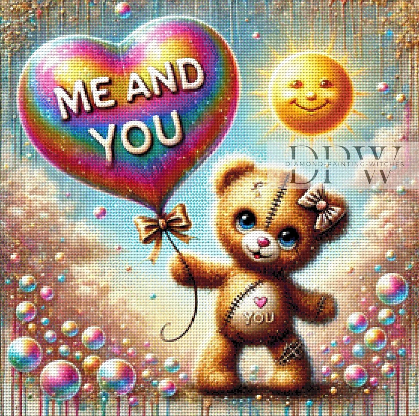 Teddy in Love by CreatiVart,70x70cm mit 365 Farben DPW-197