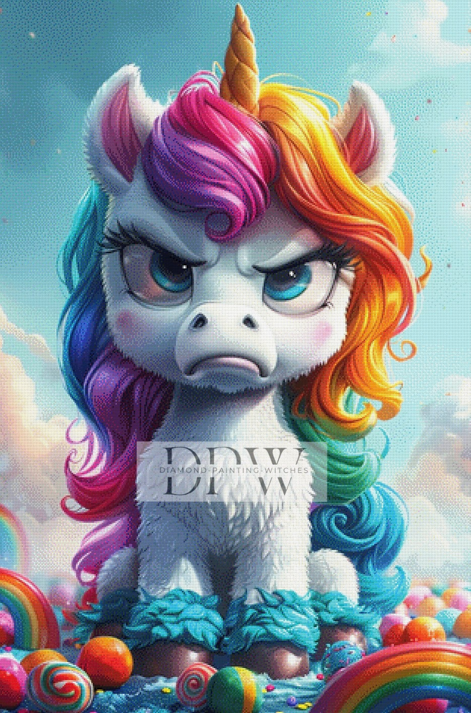 Das bockige Einhorn, 80x120cm mit 415 Farben DPW-598