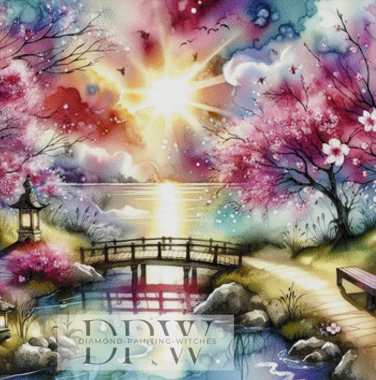 Brücke im Paradies by Sunshine, 90x90cm mit 300 Farben DPW-258