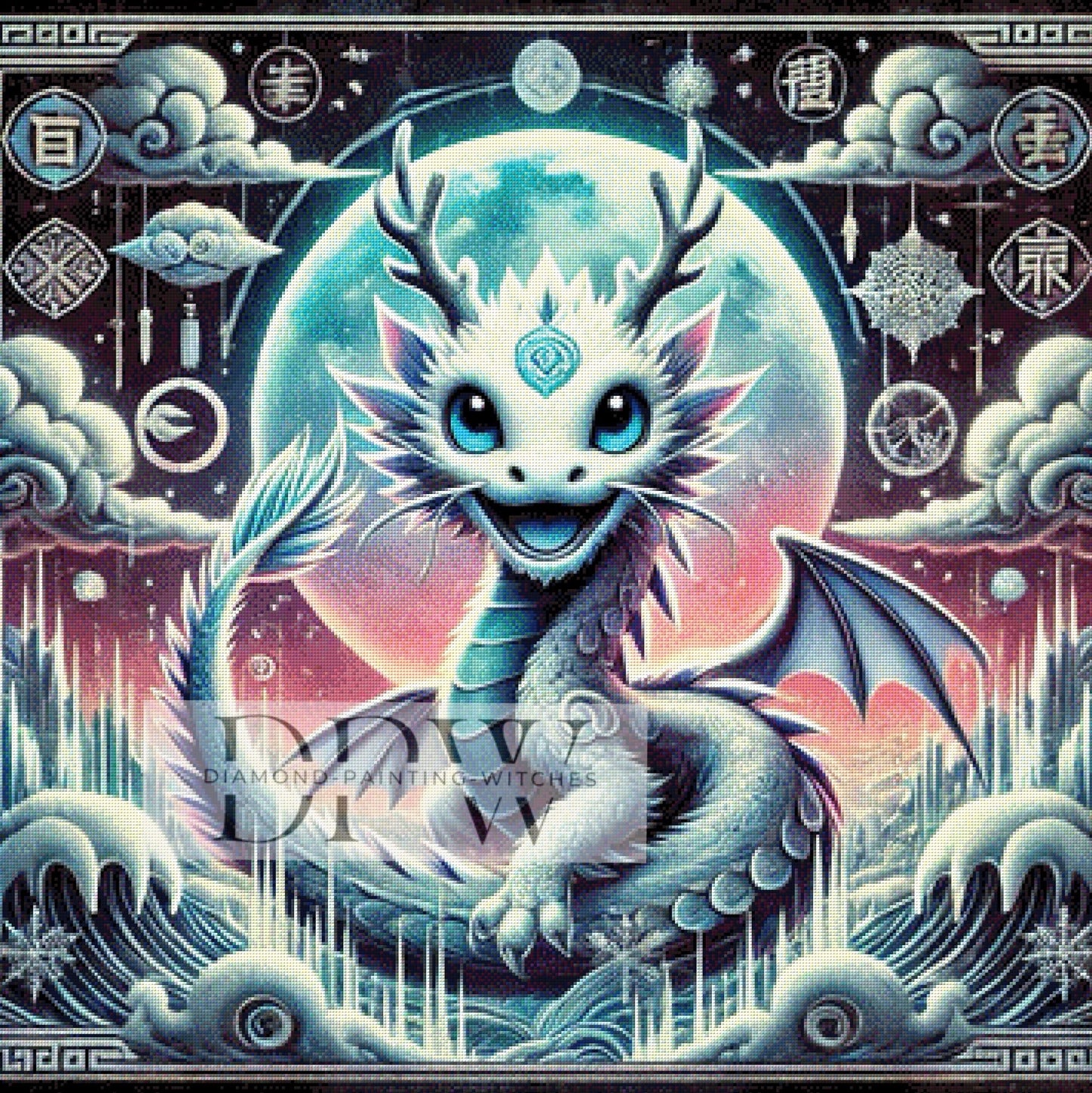 White Dragon by Maria, 90x90cm mit 225 Farben DPW-616