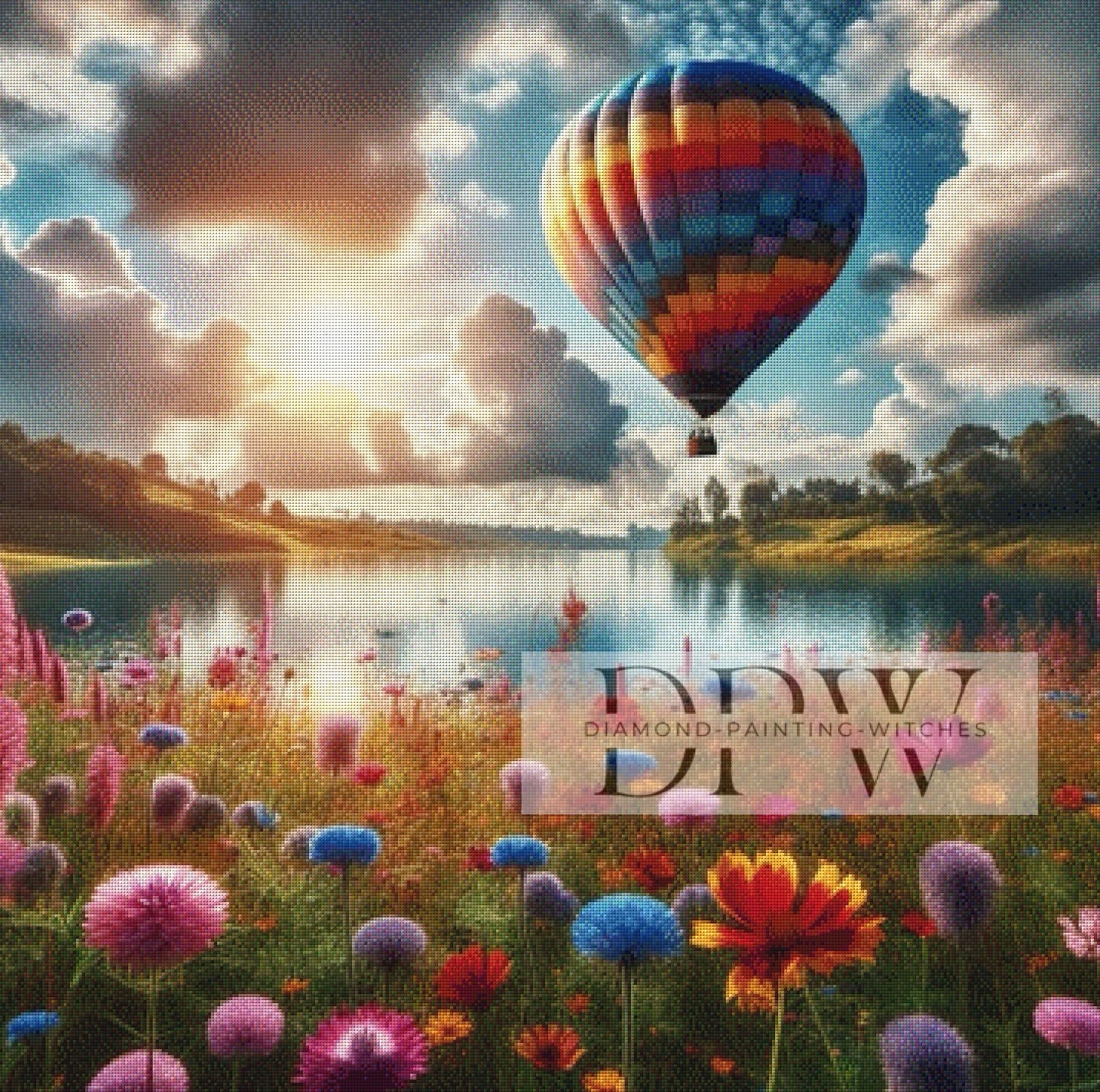 Ballonfahrt by Sunshine, 90x90cm mit 330 Farben DPW-253